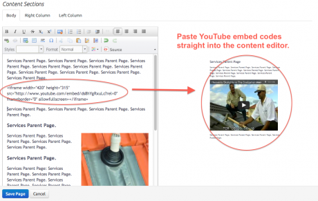 Paste YouTube Embed code straight in