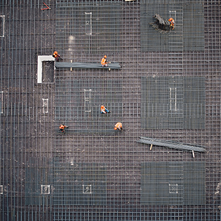 Aerial shot of framework before concrete is laid