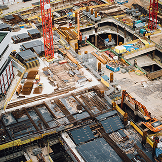 Framework of a construction site building a skyscaper
