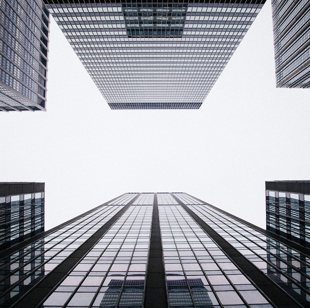 Day time city scape from below